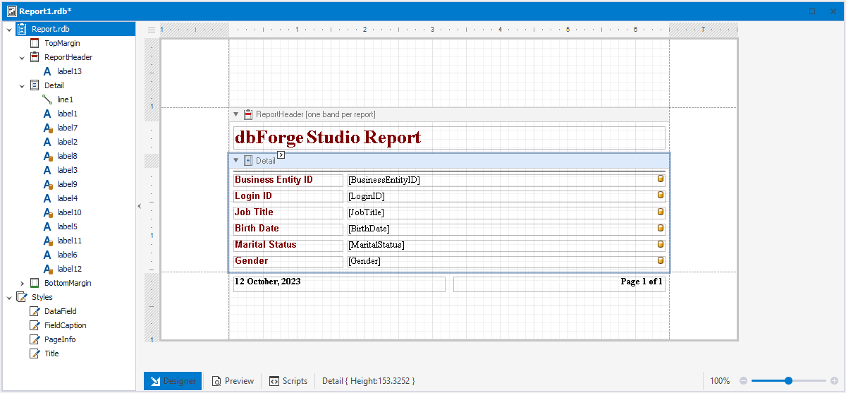 dbForge SQL Report Designer