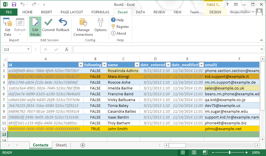 Windows 10 Excel Add-in for SugarCRM full