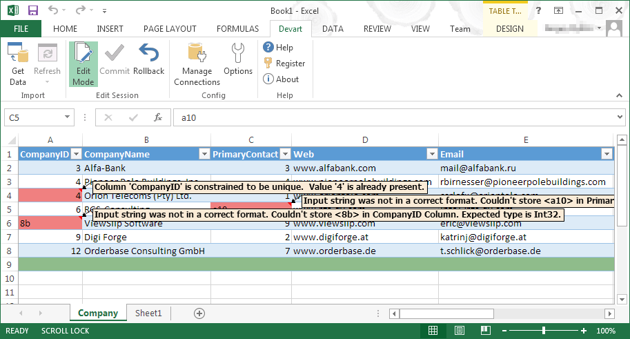 Excel Add-in for DB2 screenshot