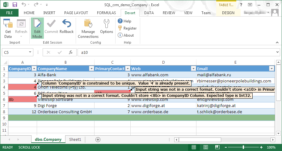 Excel Add-in for SQL Server screenshot