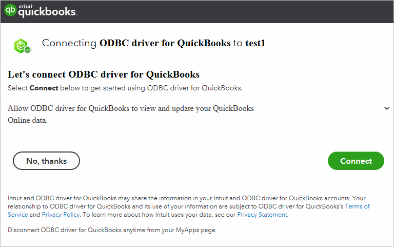 Authorization to QuickBooks Online