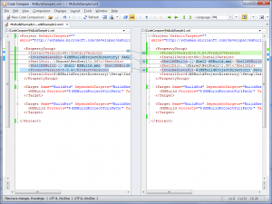 Figure 1: Two versions of a MS Build project - Structural Comparison is OFF. Figure 1: Two versions of a MS Build project - Structural Comparison is OFF.