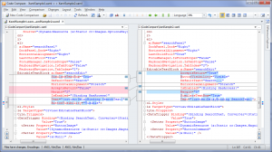 Figure 5: Two versions of a .xaml file - Structural Comparison is OFF