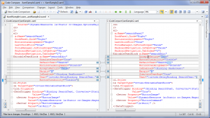 Figure 6: Two versions of a .xaml file - Structural Comparison is ON