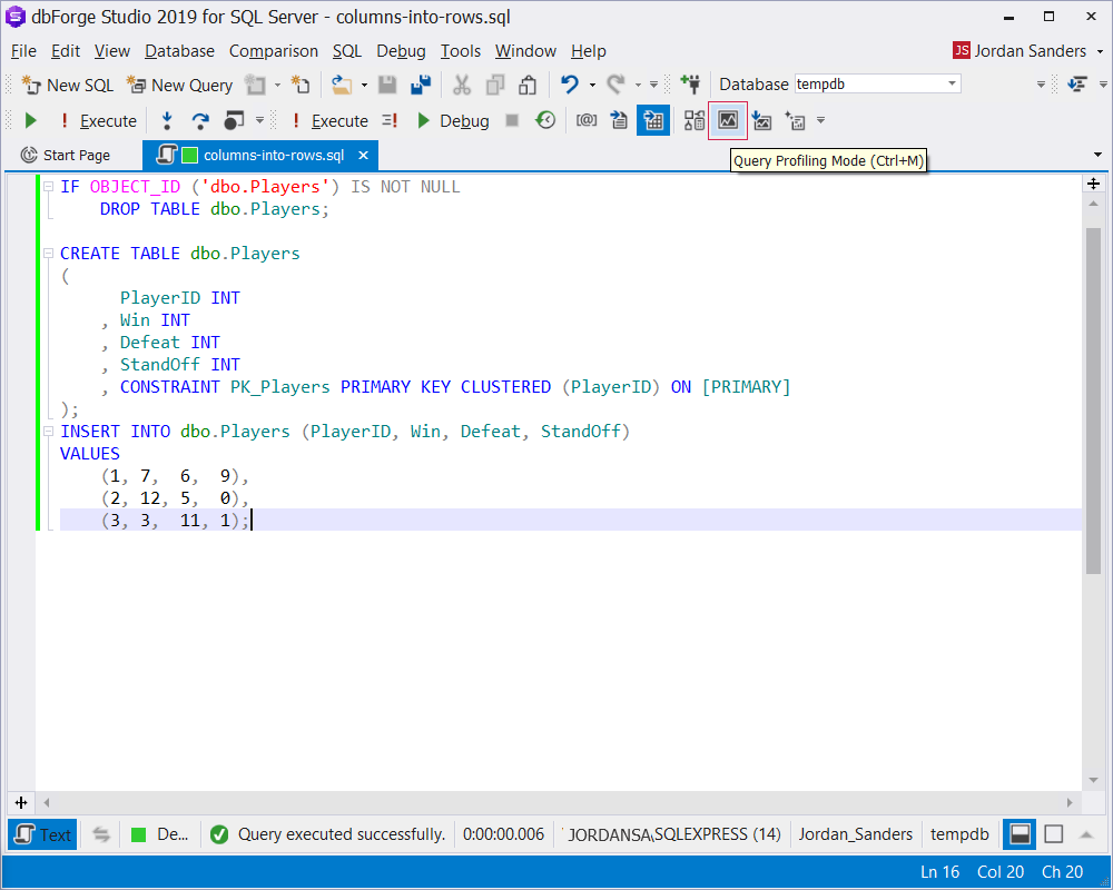 Query Profiling mode