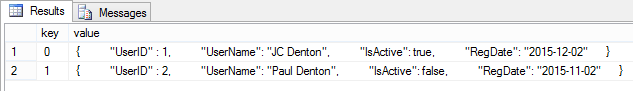 The result of generating JSON