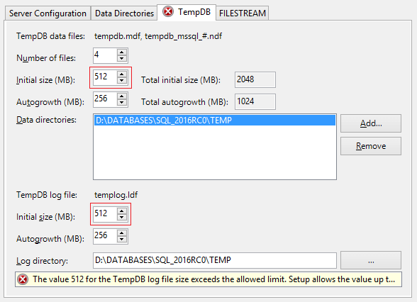 The initial file size