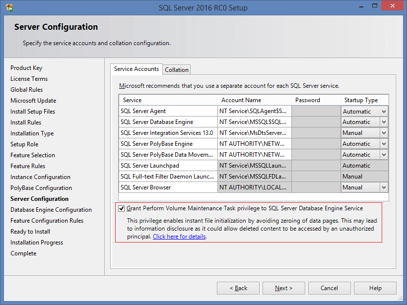 Enable Instant File Initialization