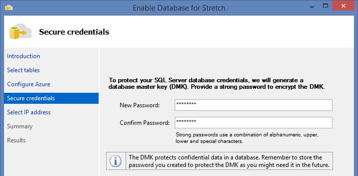 Provide a strong password to encrypt the database master key