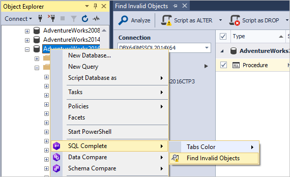 Find invalid objects