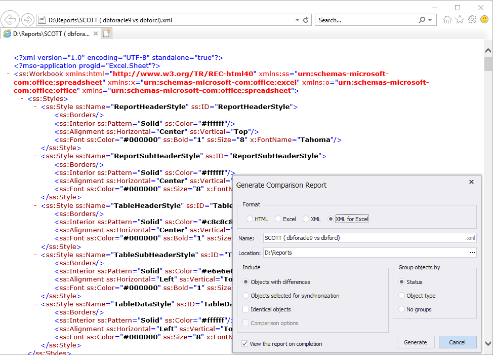 The tool now supports multiple comparison report formats