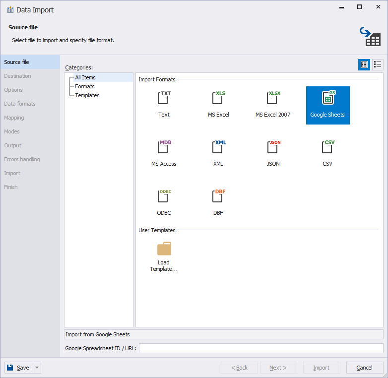 Easy table data migration to Google Sheets