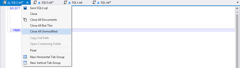 The Close All Unmodified Tabs command