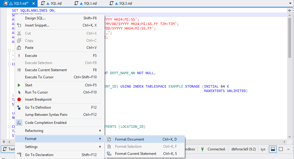 The Format Document command