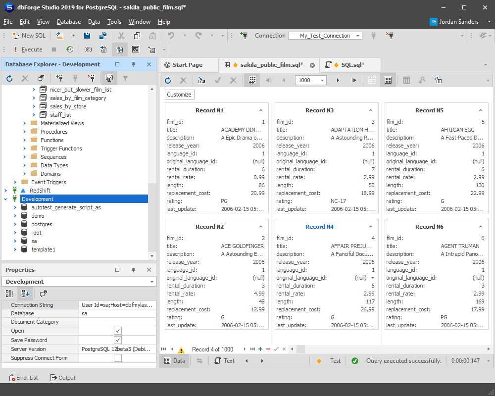 A selection of application skins within dbForge Studio for PostgreSQL
