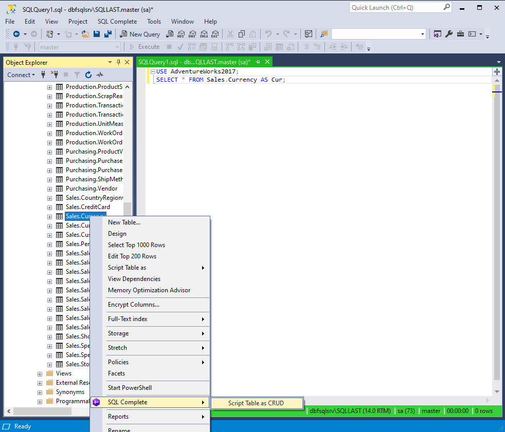 Script Table as CRUD Option