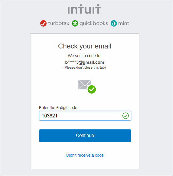 Check your email and click Continue