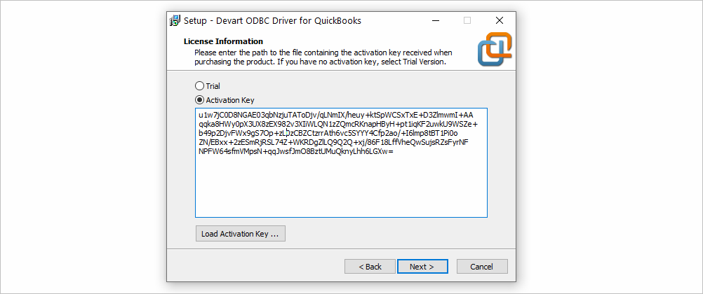 License Key in ODBC Driver for QuickBooks