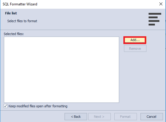 Adding files to format