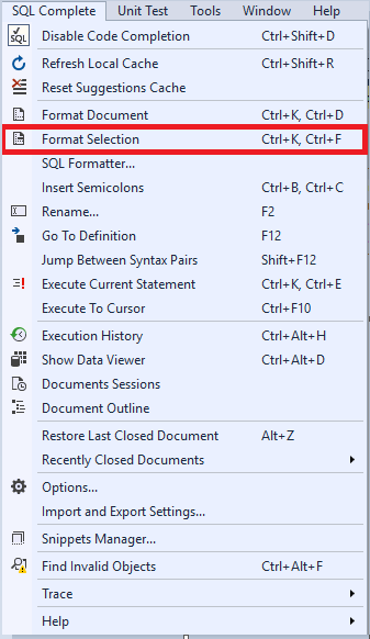 Format Selection command