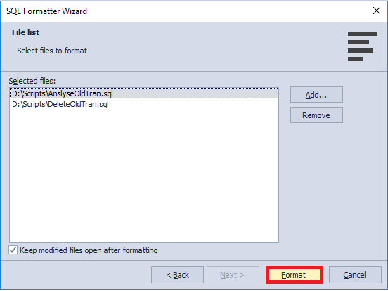 Starting the formatting process