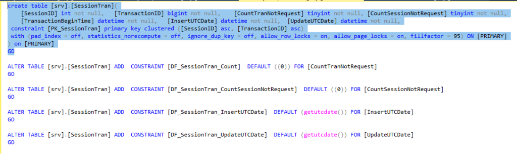 The code fragment before formatting