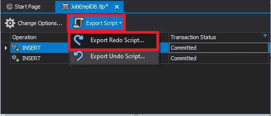 exporting the redo script