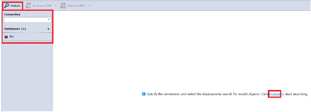 Select the database we need and start analyzing