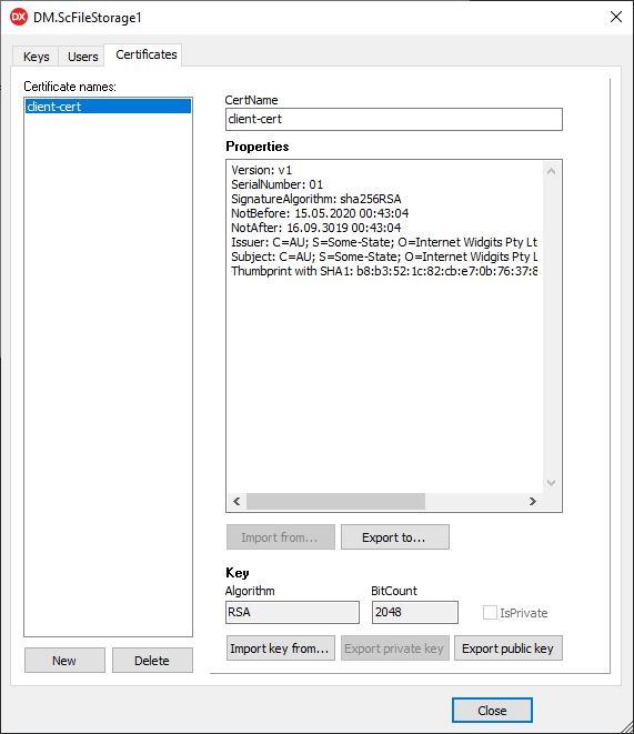 ScFileStorage for SSL Certificates