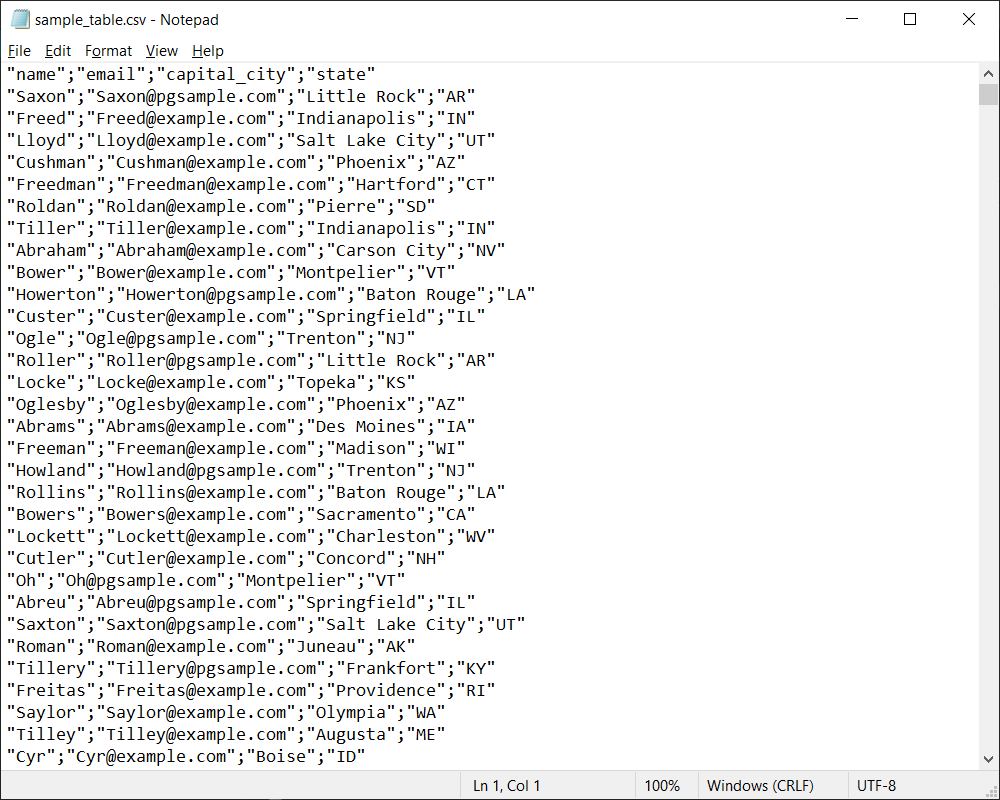 creating a CSV file in a text editor