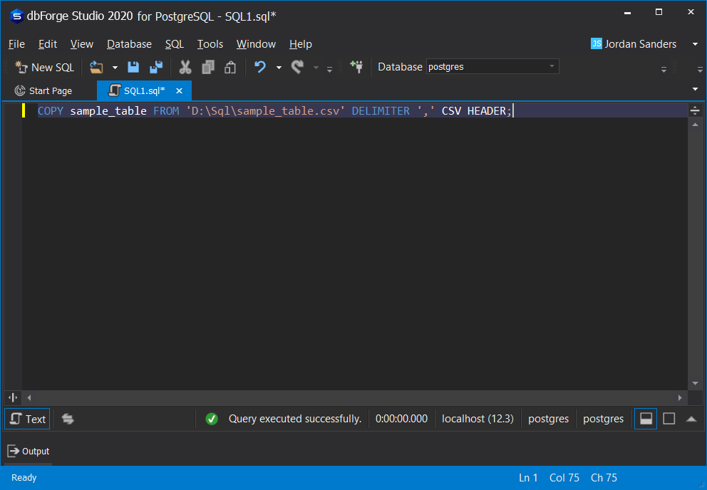 importing csv data to postgresql using the COPY command