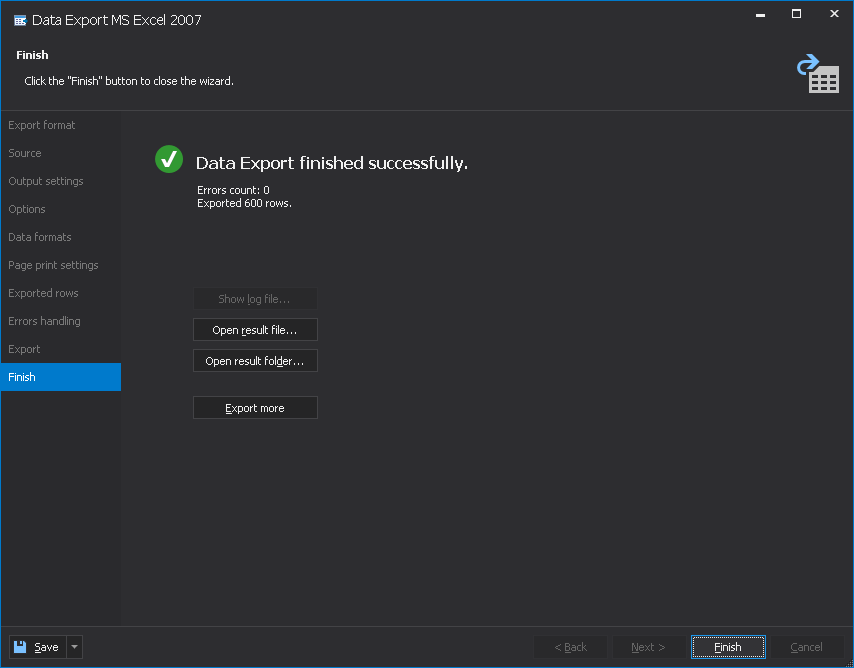 Export AWS RDS database data - finish export