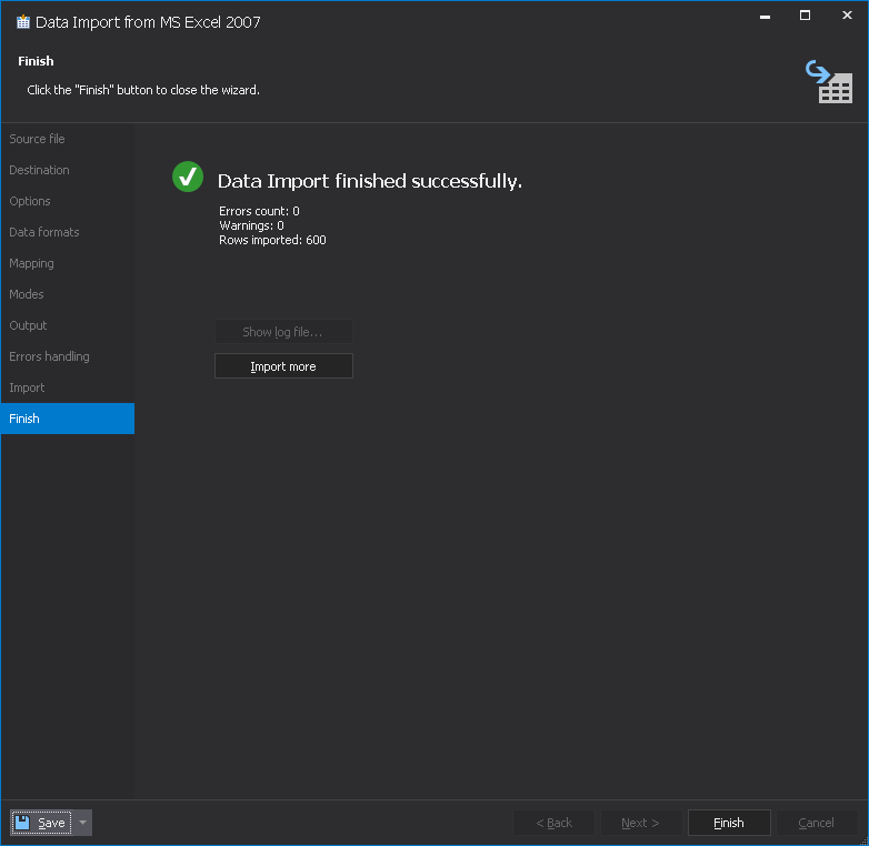 Import MySQL data to Amazon RDS - finish export