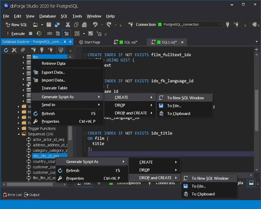 Script generator improvements
