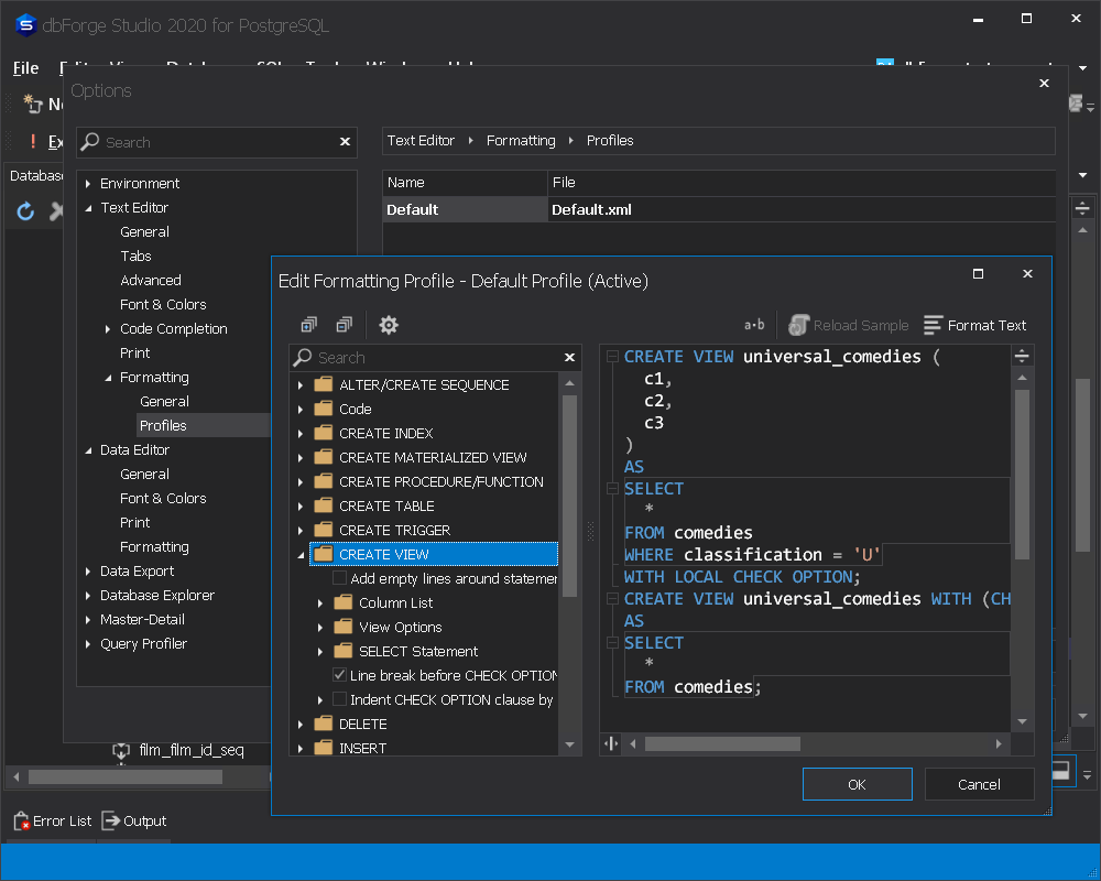 SQL formatter improvements