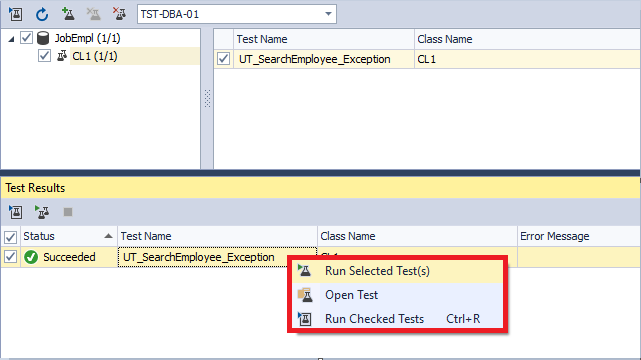 The functionality that allows running the test and tracking the changes