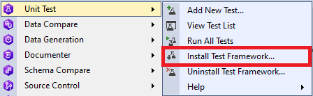 Initiating the installation of Unit Test Framework