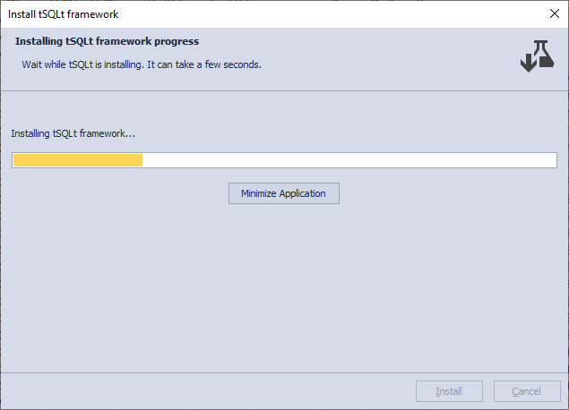 The installation progress of the dbForge Unit Test tool