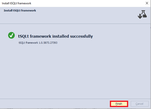 The completion message saying that the installation was successful