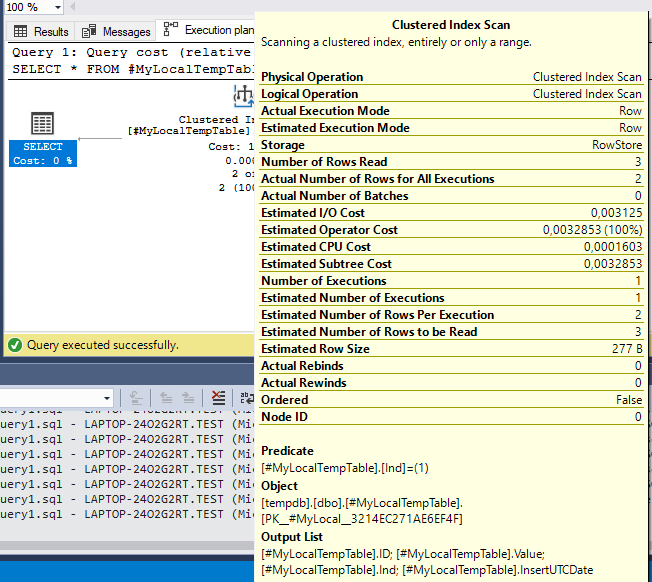 Actual execution plan of the query