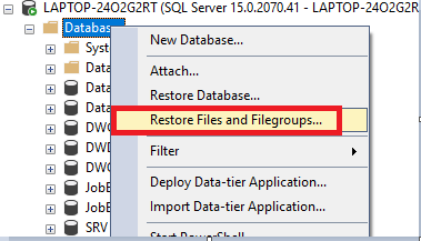Restoring files and filegroups