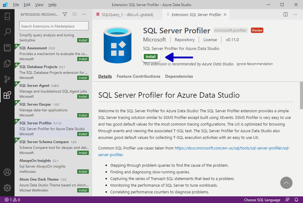 Installation of a new extension within MS ADS