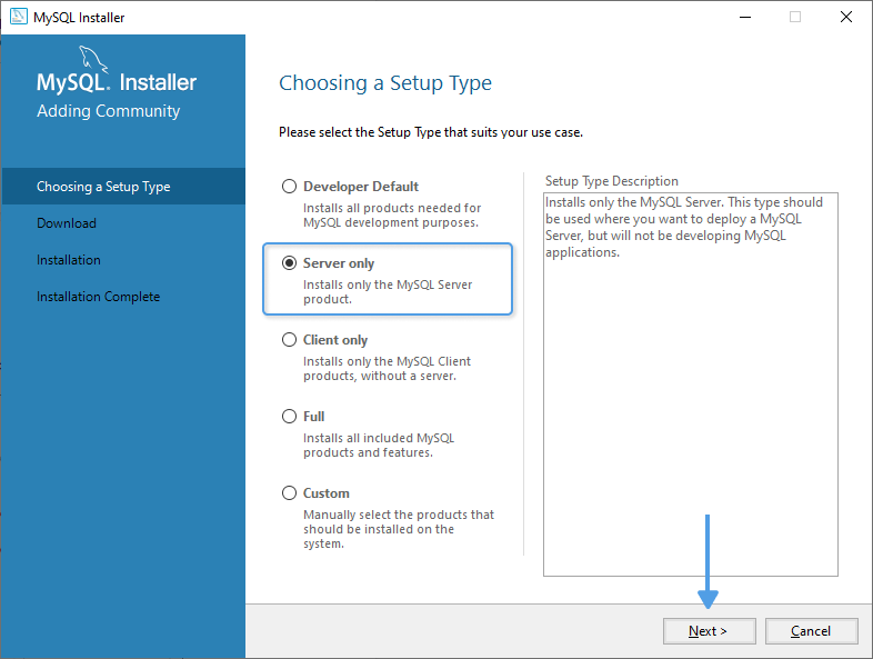 Select the Setup Type that is appropriate for you