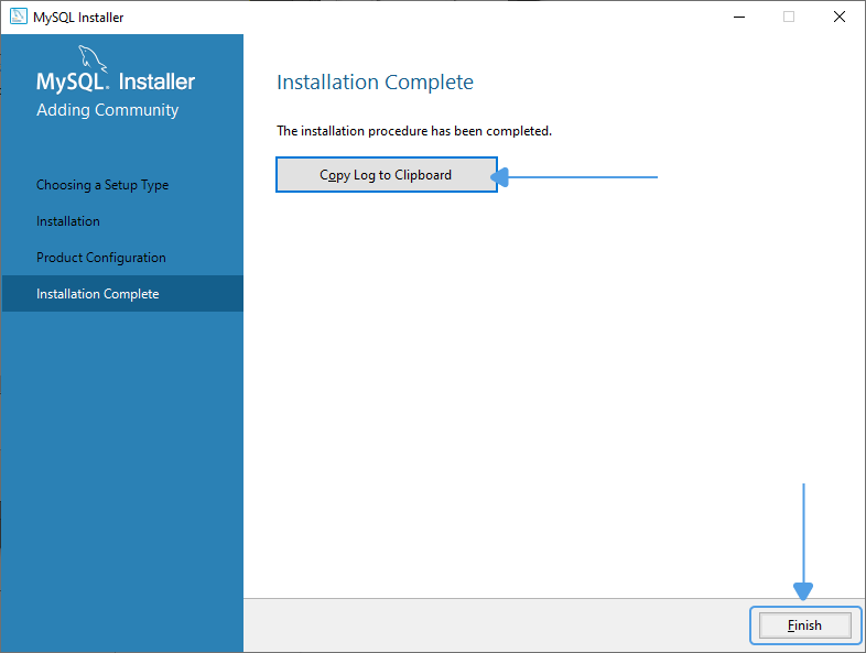 The installation process is finished