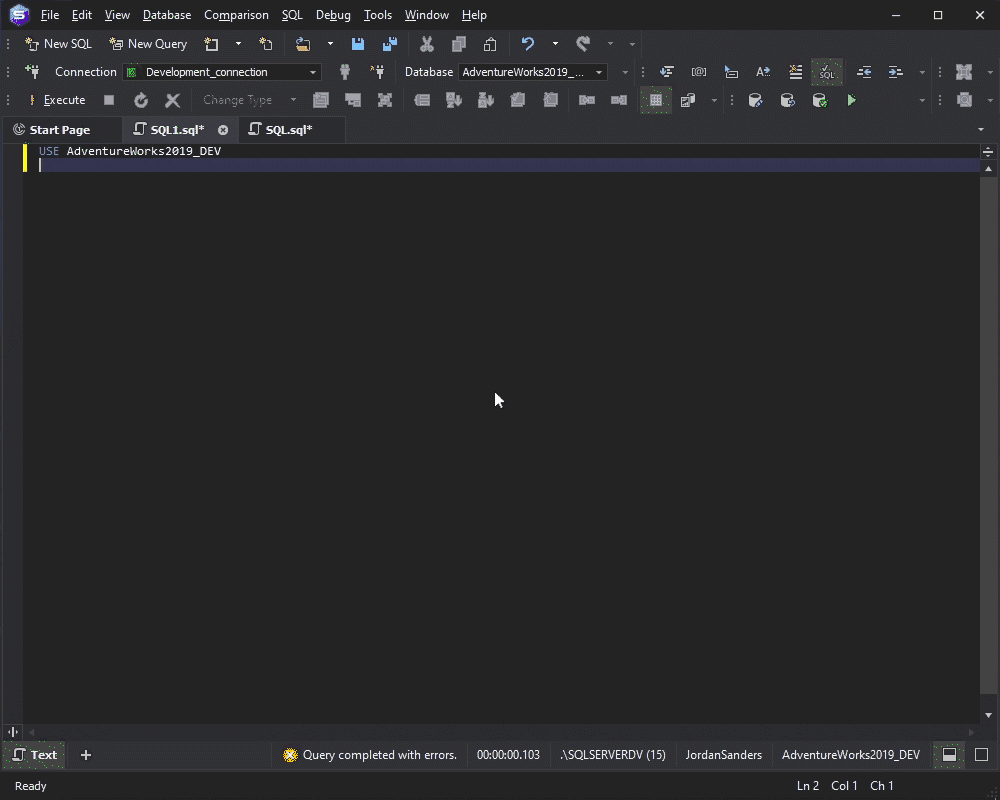 Execution Warnings functionality of dbForge Studio for SQL Server