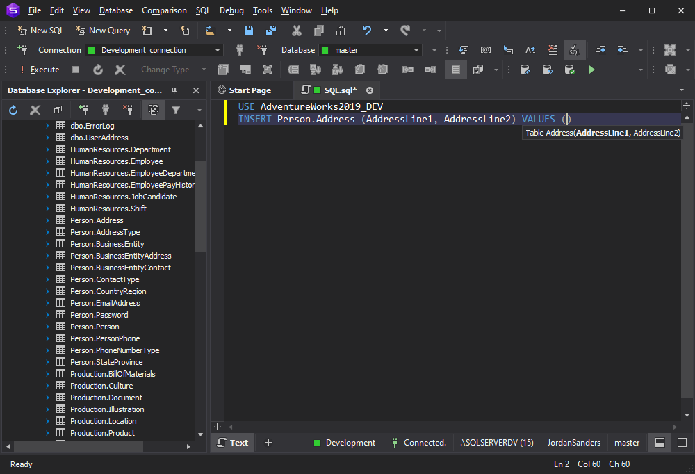dbForge Studio for SQL Server 6.0 - extend insert highlight occurences