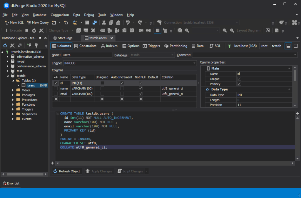 Access the table from the Object Explorer