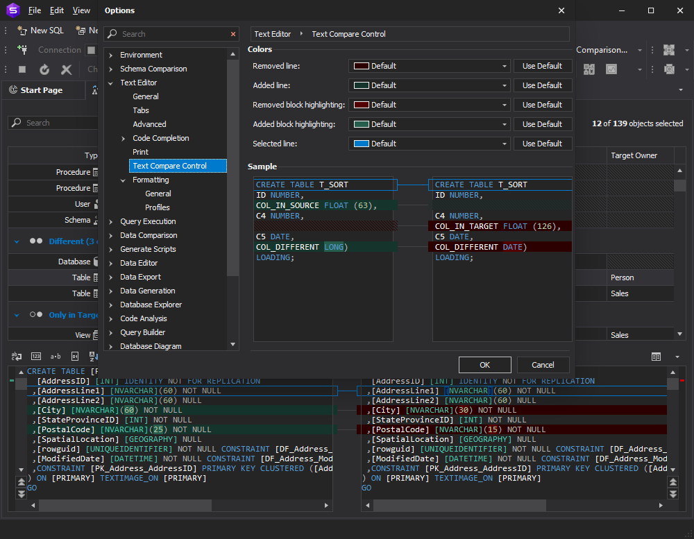 dbForge Studio for SQL Server 6.0 - Text Compare Control