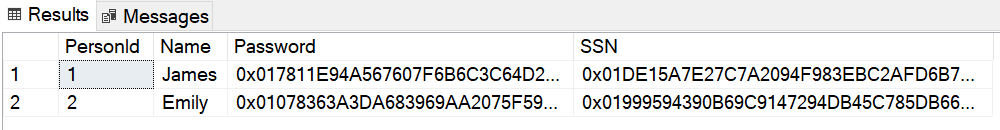 SQL Server column encryption example