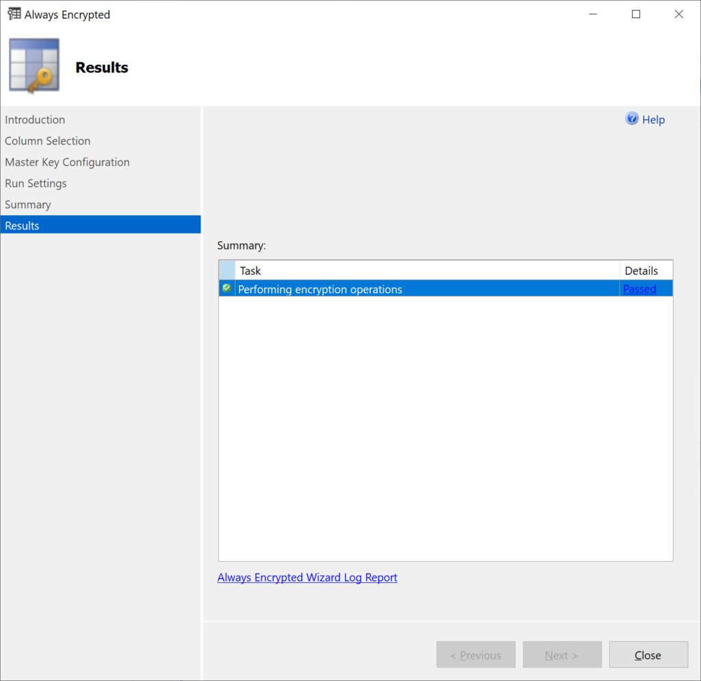 Viewing the encryption progress in SSMS